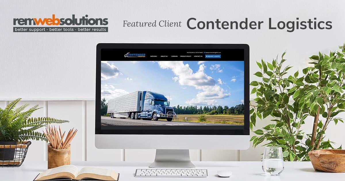 Contender Logistics website on a computer monitor
